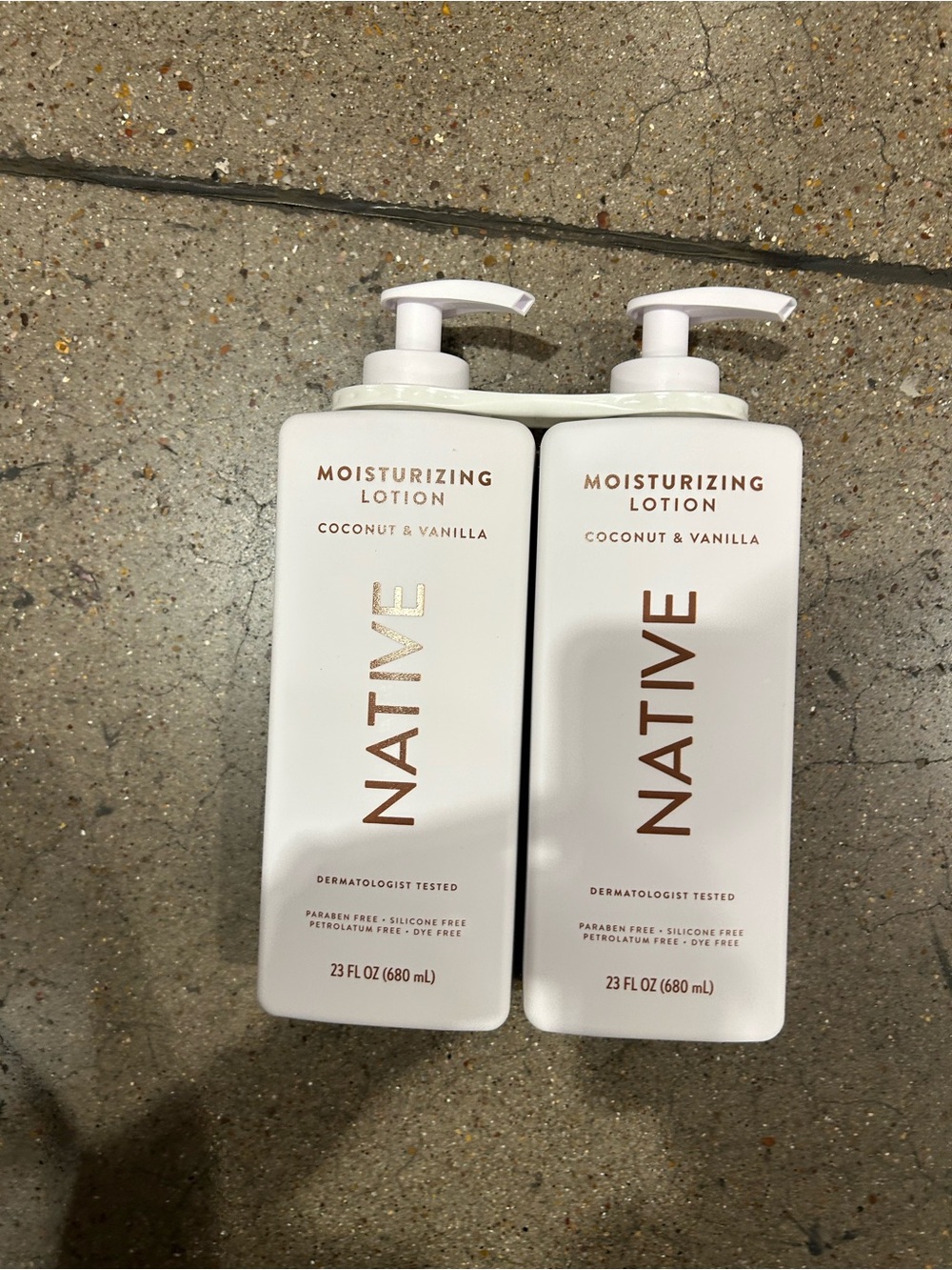Native Coconut & Vanilla Moisturizing Lotion - White with Bronze Text duo pack